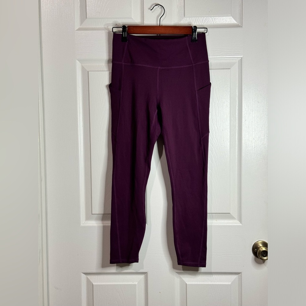 Fabletics Leggings Oasis PureLuxe High-Waisted 7/8 Womens M Burgundy